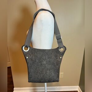 IBEX PURSE GRAY Recycled Felted Wool Messenger TOTE Bag Adjustable Strap!